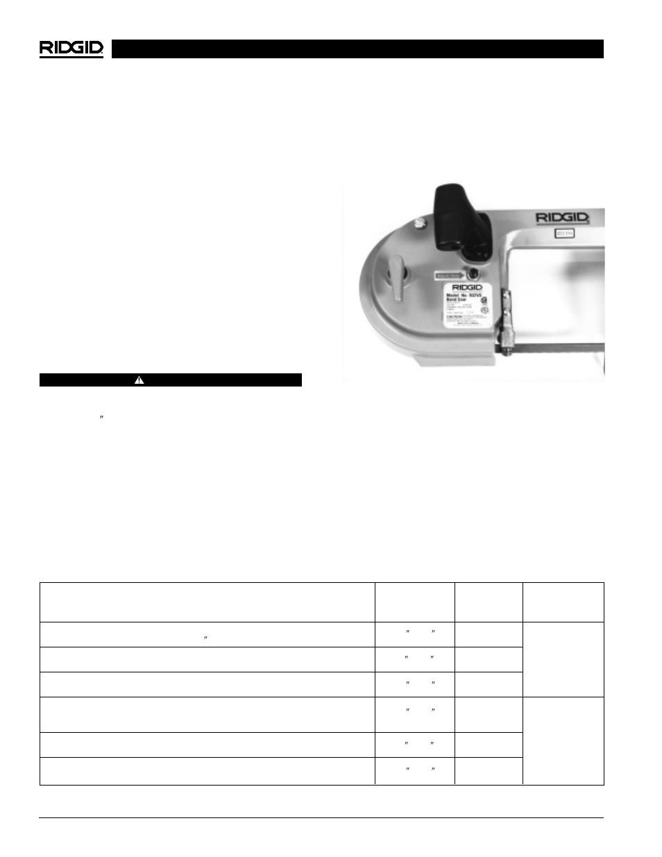 Blade recommendation chart | RIDGID 32V User Manual | Page 10 / 37