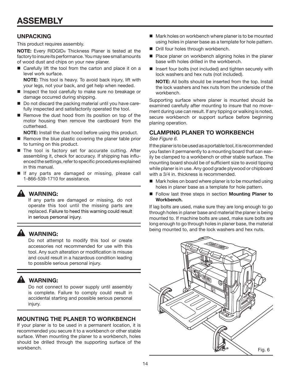 Assembly | RIDGID 13	in.	THICKNESS	PLANER R4330 User Manual | Page 14 / 28