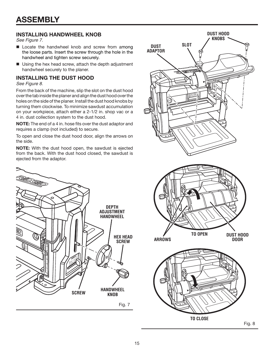 Assembly | RIDGID 13	in.	THICKNESS	PLANER R4330 User Manual | Page 15 / 28