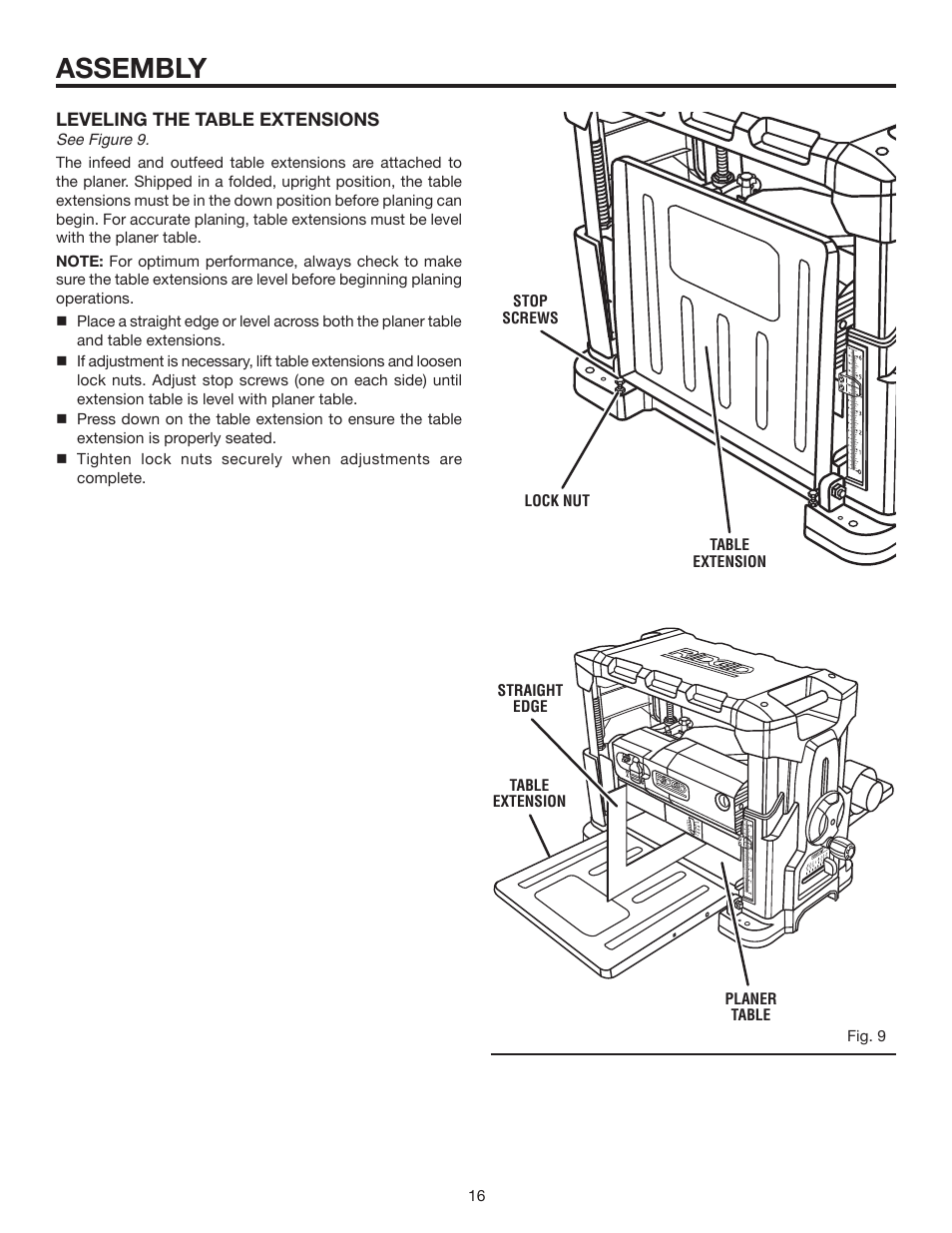 Assembly | RIDGID 13	in.	THICKNESS	PLANER R4330 User Manual | Page 16 / 28