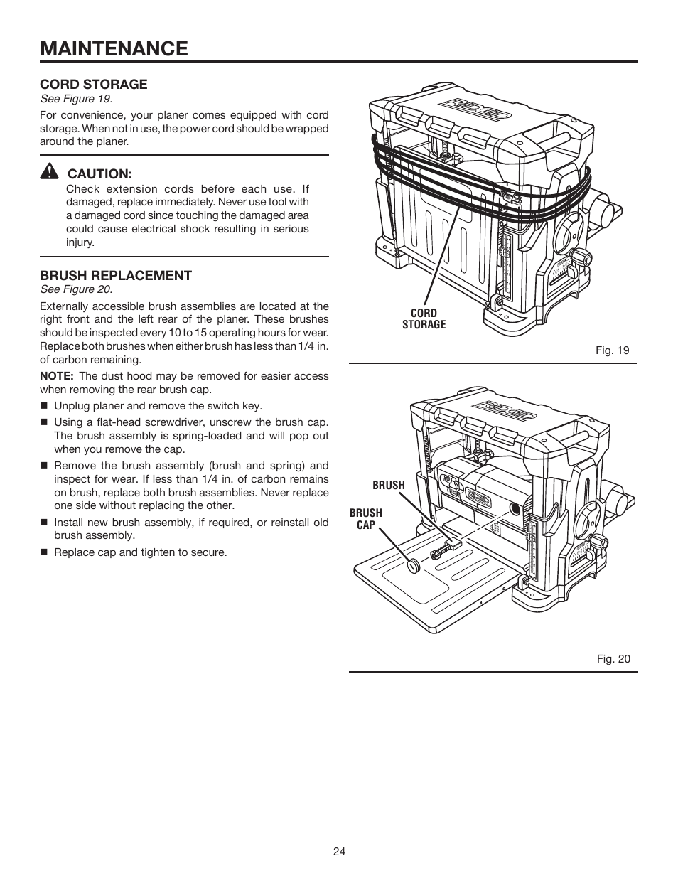 Maintenance | RIDGID 13	in.	THICKNESS	PLANER R4330 User Manual | Page 24 / 28