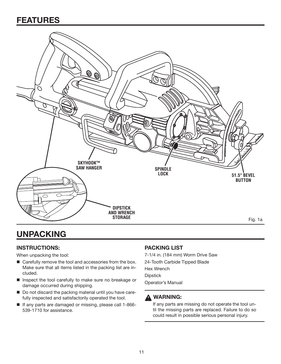 Unpacking, Features | RIDGID R3210-1 User Manual | Page 11 / 26