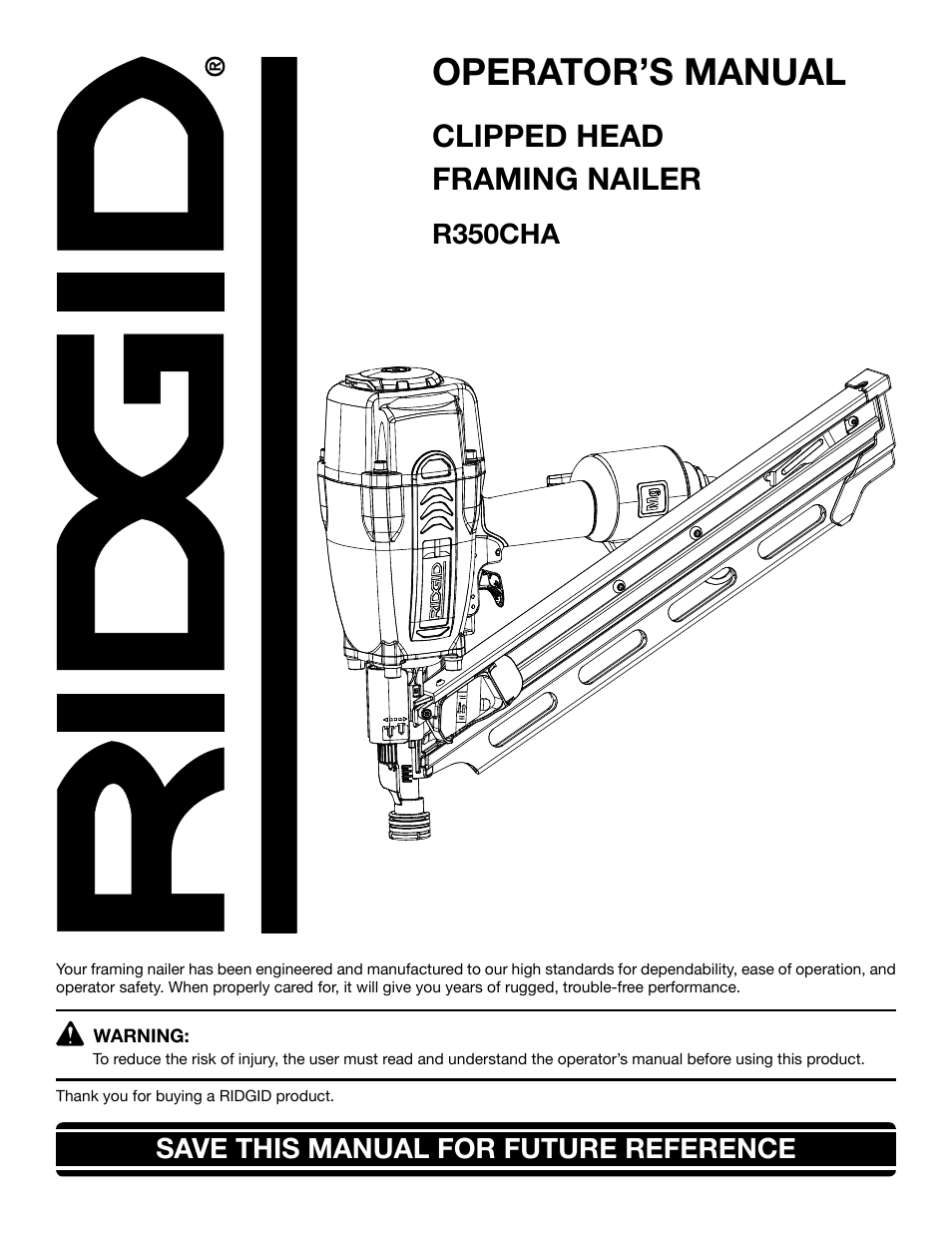 RIDGID R350CHA User Manual | 20 pages