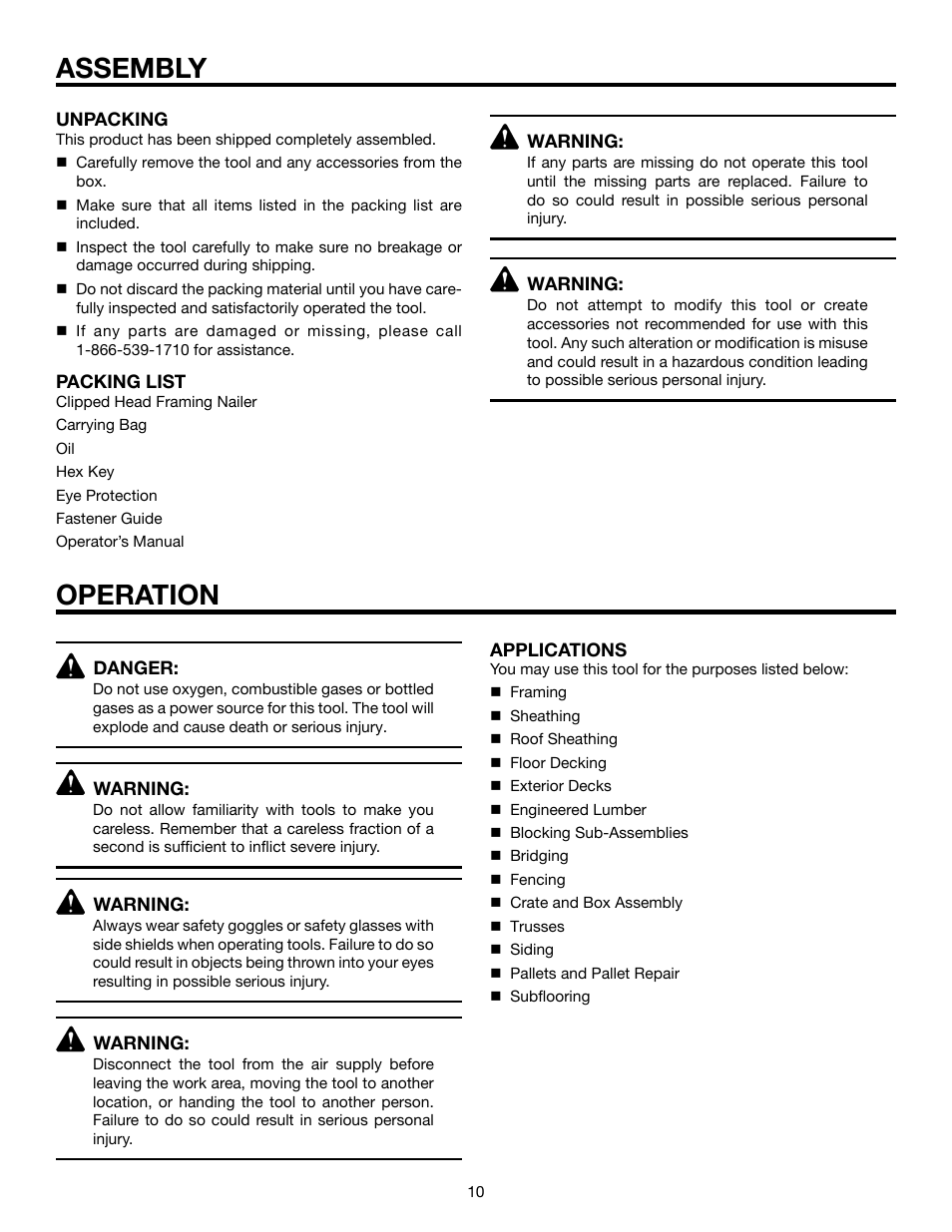 Assembly, Operation | RIDGID R350CHA User Manual | Page 10 / 20
