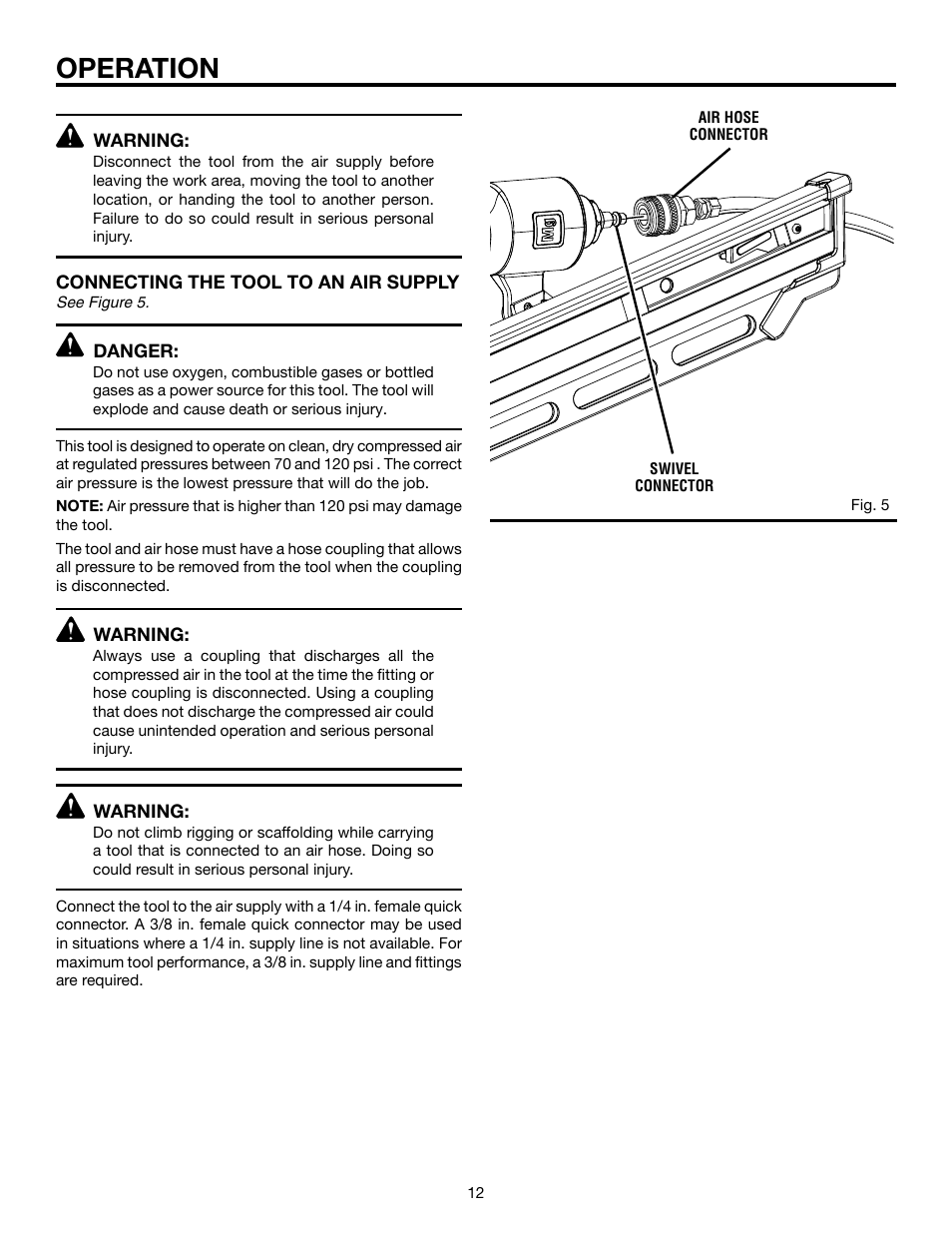 Operation | RIDGID R350CHA User Manual | Page 12 / 20