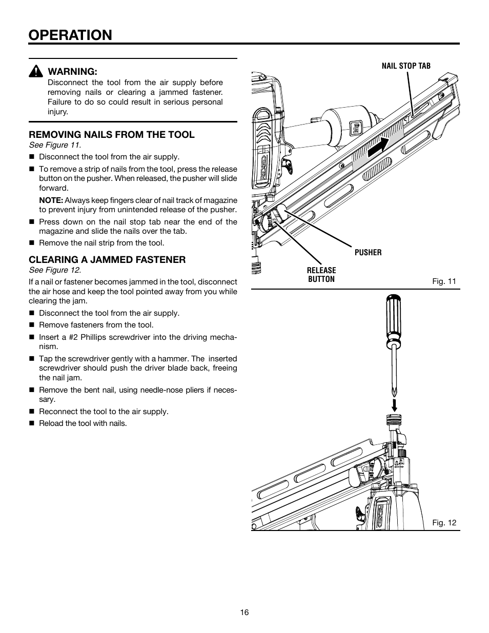 Operation | RIDGID R350CHA User Manual | Page 16 / 20
