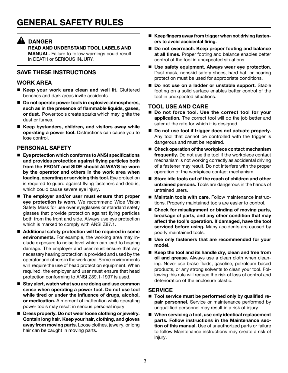 General safety rules | RIDGID R350CHA User Manual | Page 3 / 20