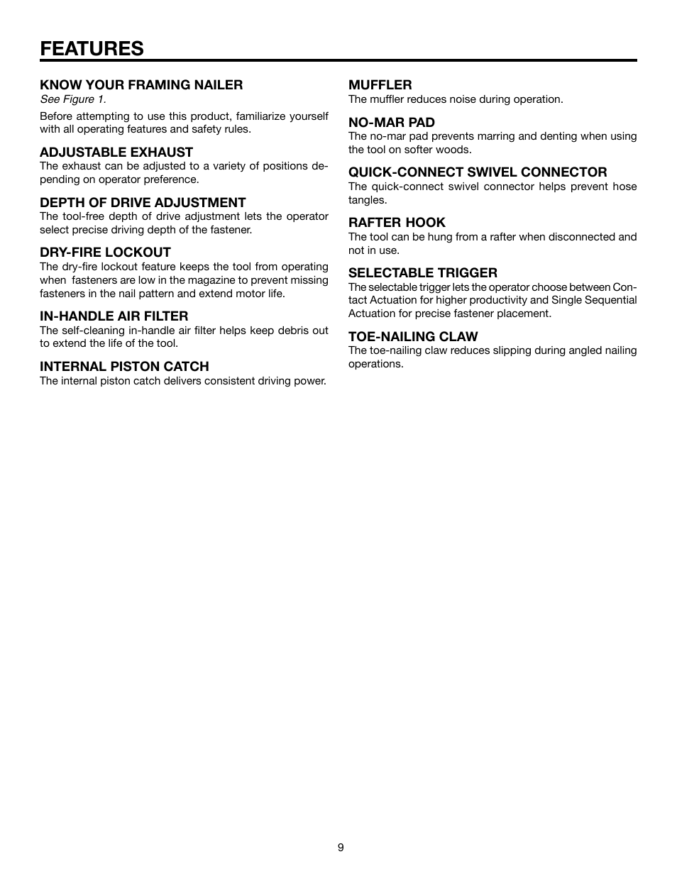 Features | RIDGID R350CHA User Manual | Page 9 / 20