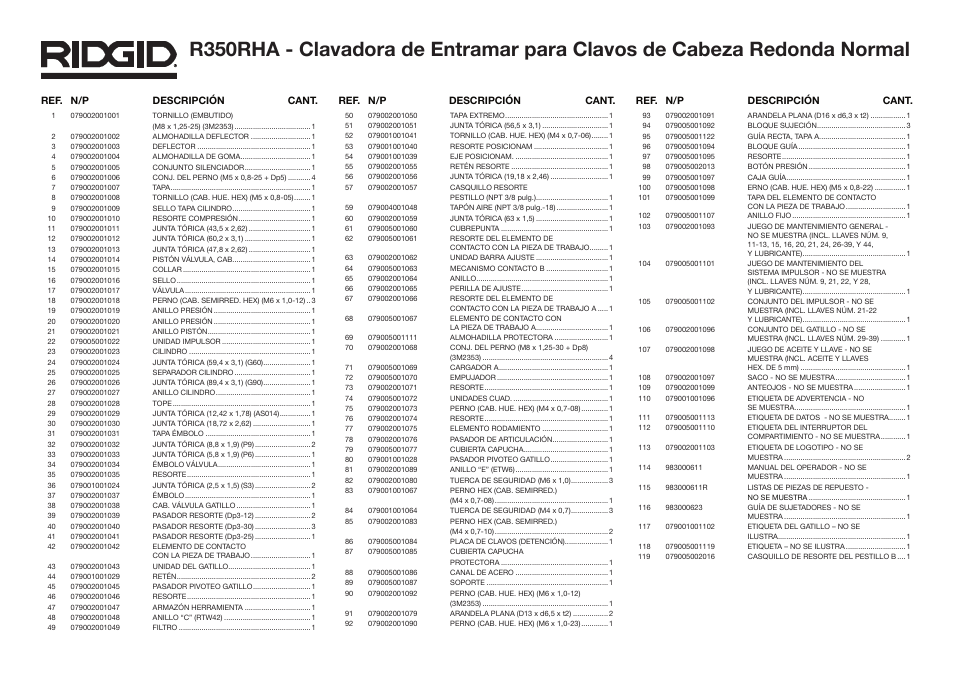 RIDGID R350RHA User Manual | Page 5 / 5