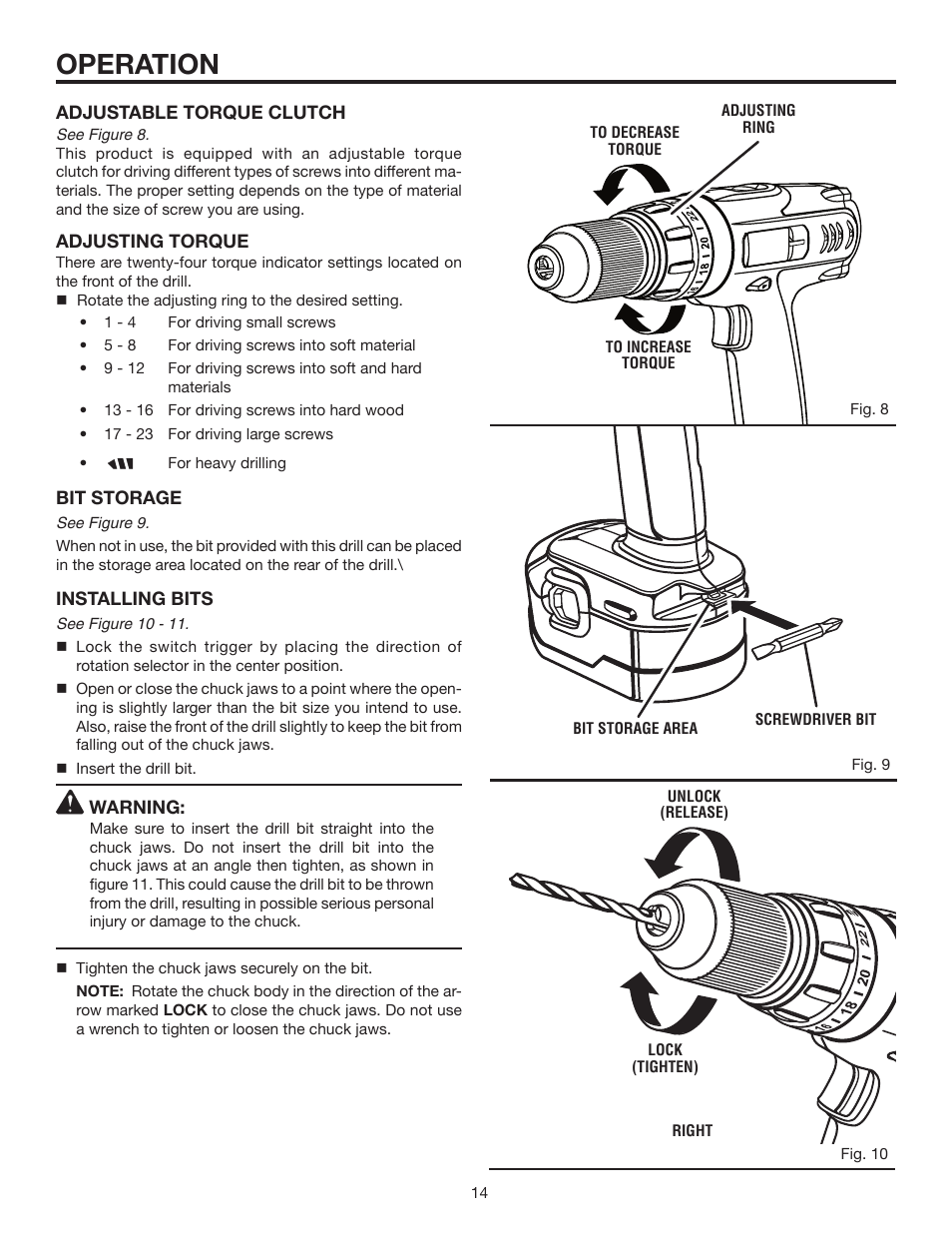 Operation | RIDGID R840011 User Manual | Page 14 / 20