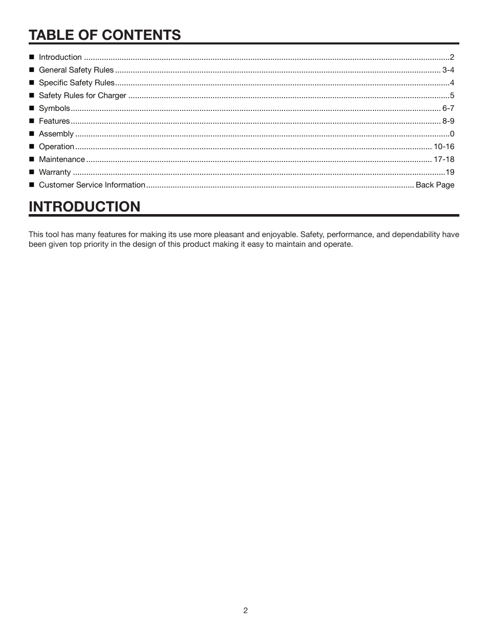 Table of contents introduction | RIDGID R840011 User Manual | Page 2 / 20