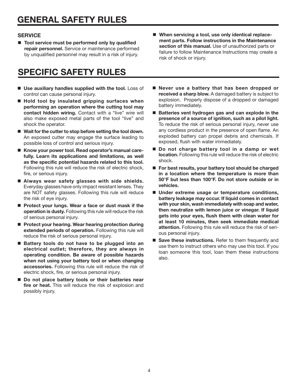 General safety rules specific safety rules | RIDGID R840011 User Manual | Page 4 / 20