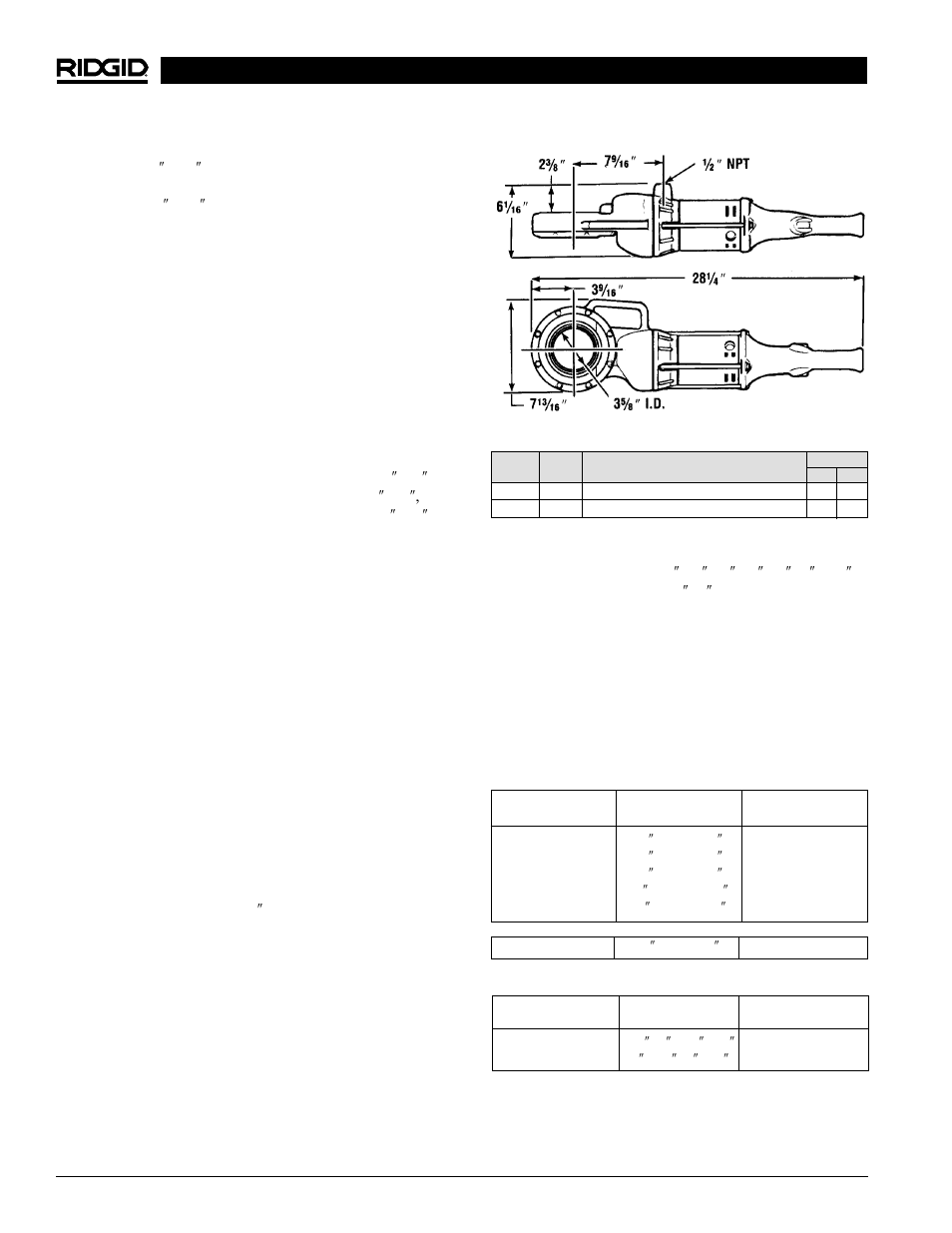 Specifications/standard equipment, Accessories | RIDGID 700 User Manual | Page 6 / 43