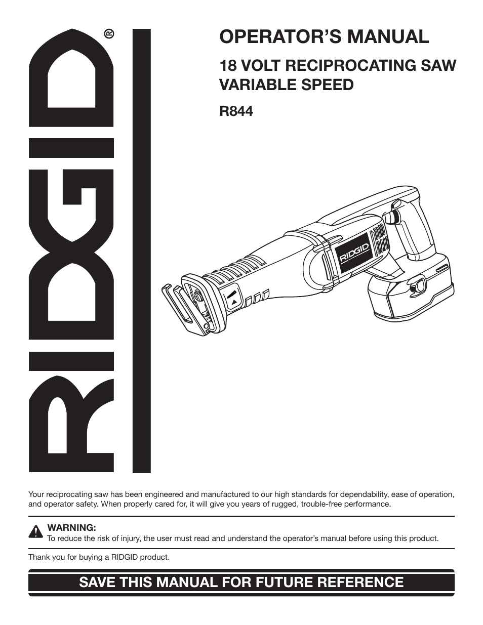 RIDGID R844 User Manual | 16 pages