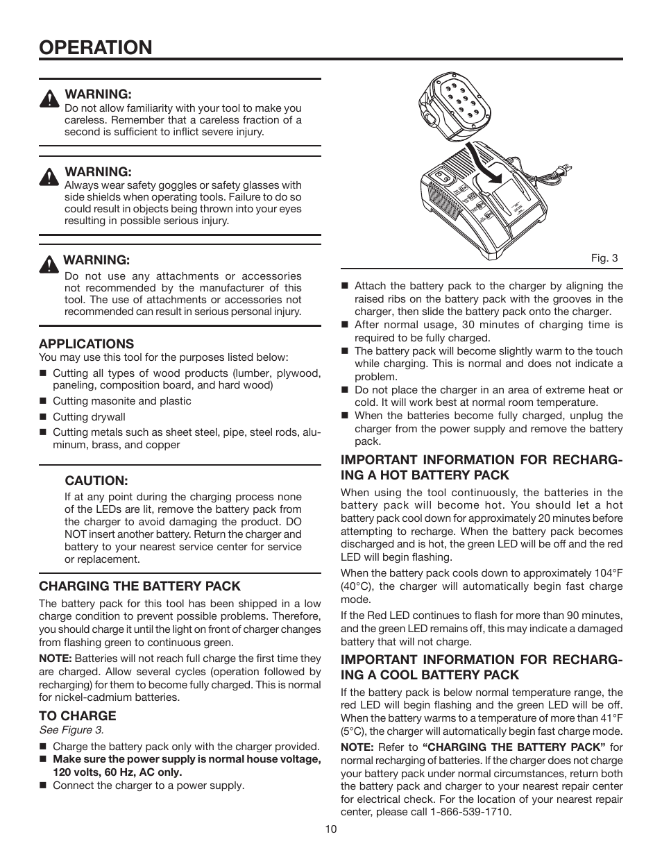 Operation | RIDGID R844 User Manual | Page 10 / 16