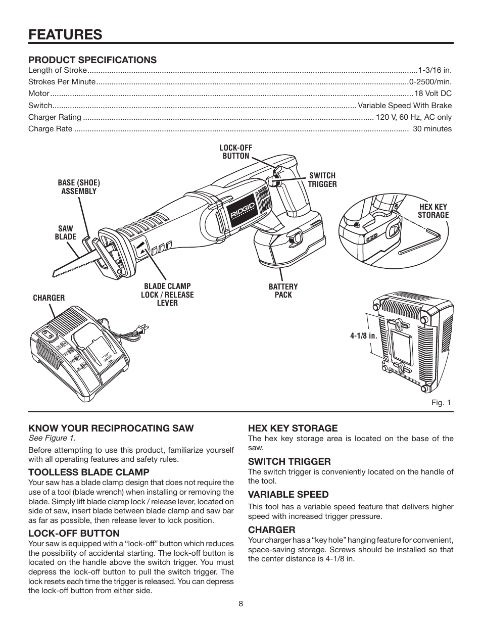 Features | RIDGID R844 User Manual | Page 8 / 16