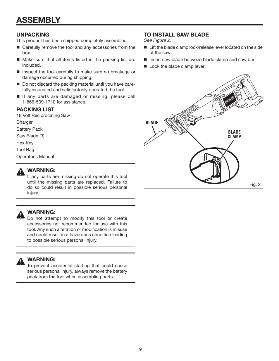 Assembly | RIDGID R844 User Manual | Page 9 / 16