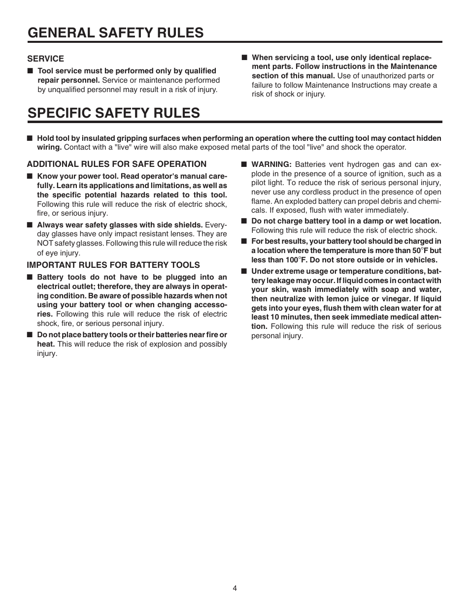 General safety rules specific safety rules | RIDGID R82015 User Manual | Page 4 / 20