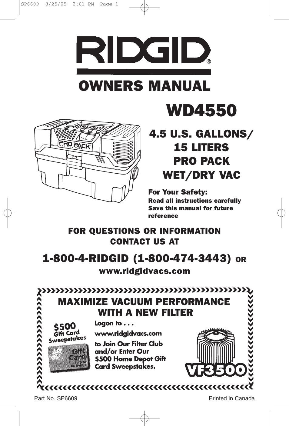 RIDGID WD4550 User Manual | 48 pages