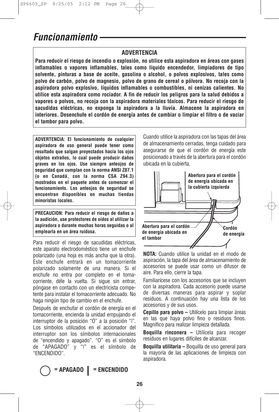 Funcionamiento | RIDGID WD4550 User Manual | Page 26 / 48