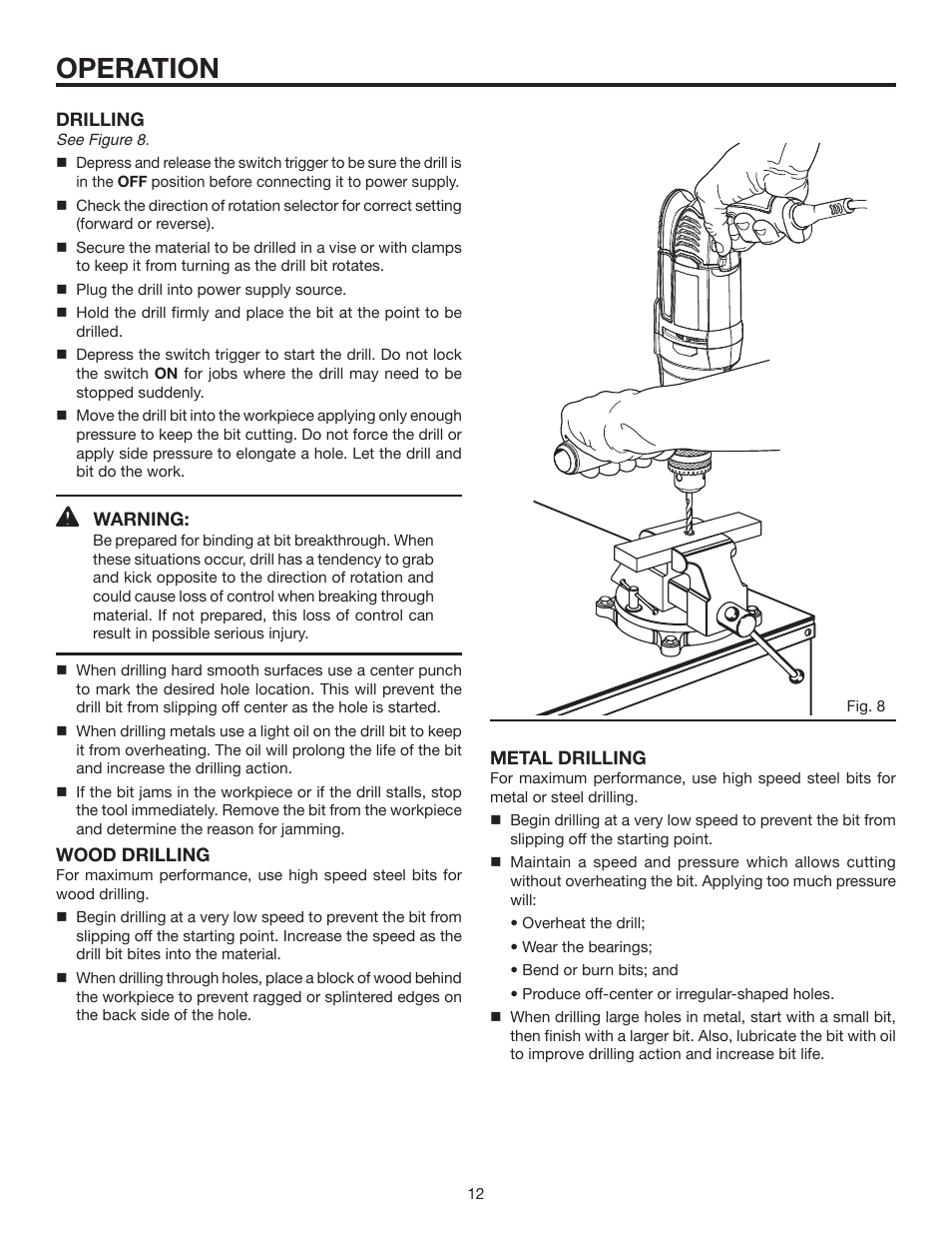 Operation | RIDGID R7111 User Manual | Page 12 / 16