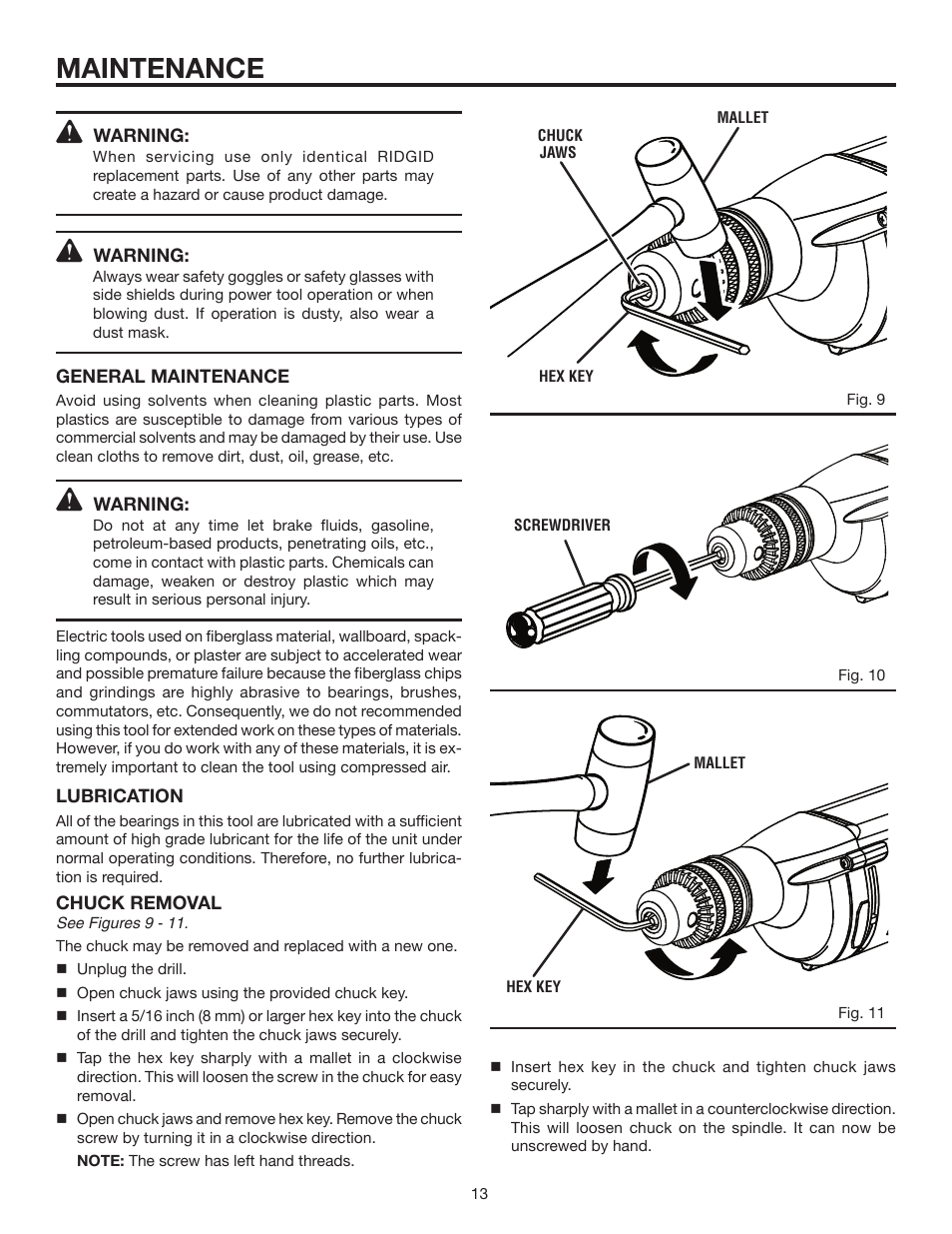 Maintenance | RIDGID R7111 User Manual | Page 13 / 16