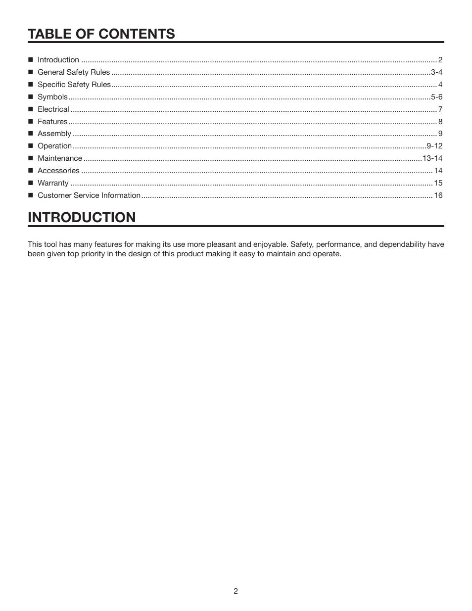 Table of contents introduction | RIDGID R7111 User Manual | Page 2 / 16