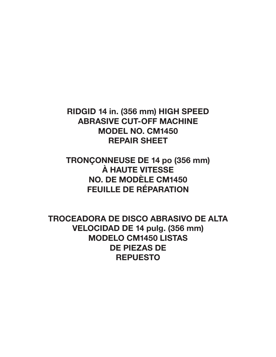 RIDGID CM1450 User Manual | 16 pages