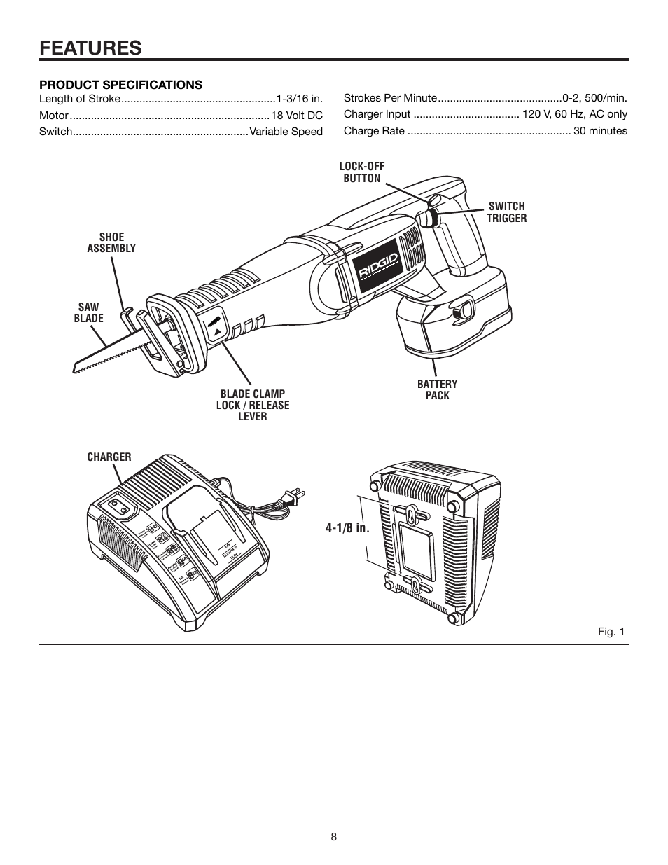 Features | RIDGID R8442 User Manual | Page 8 / 16