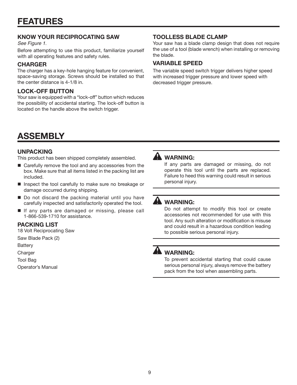 Assembly features | RIDGID R8442 User Manual | Page 9 / 16