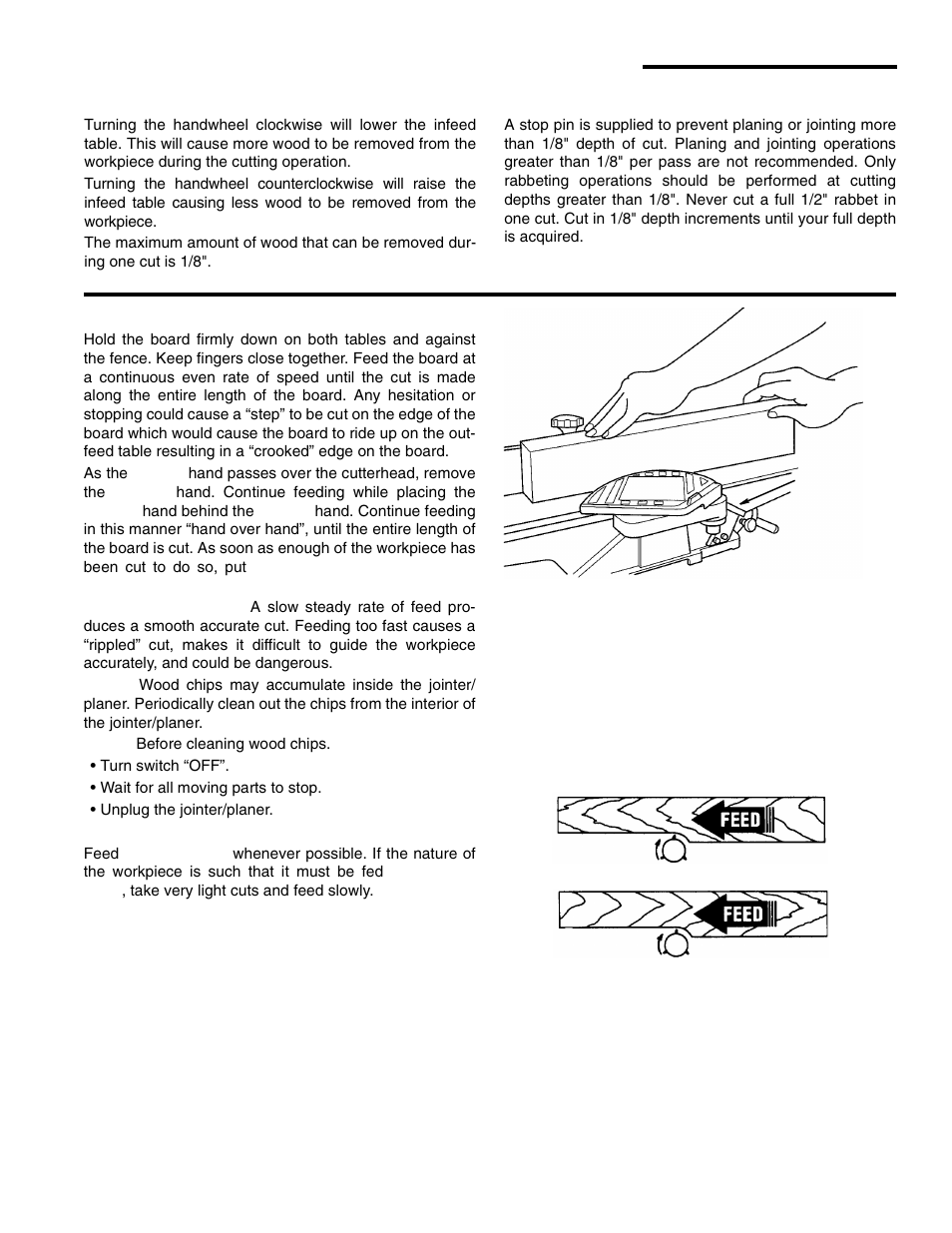 Basic jointer/planer cutting operations | RIDGID JP0610 User Manual | Page 29 / 44