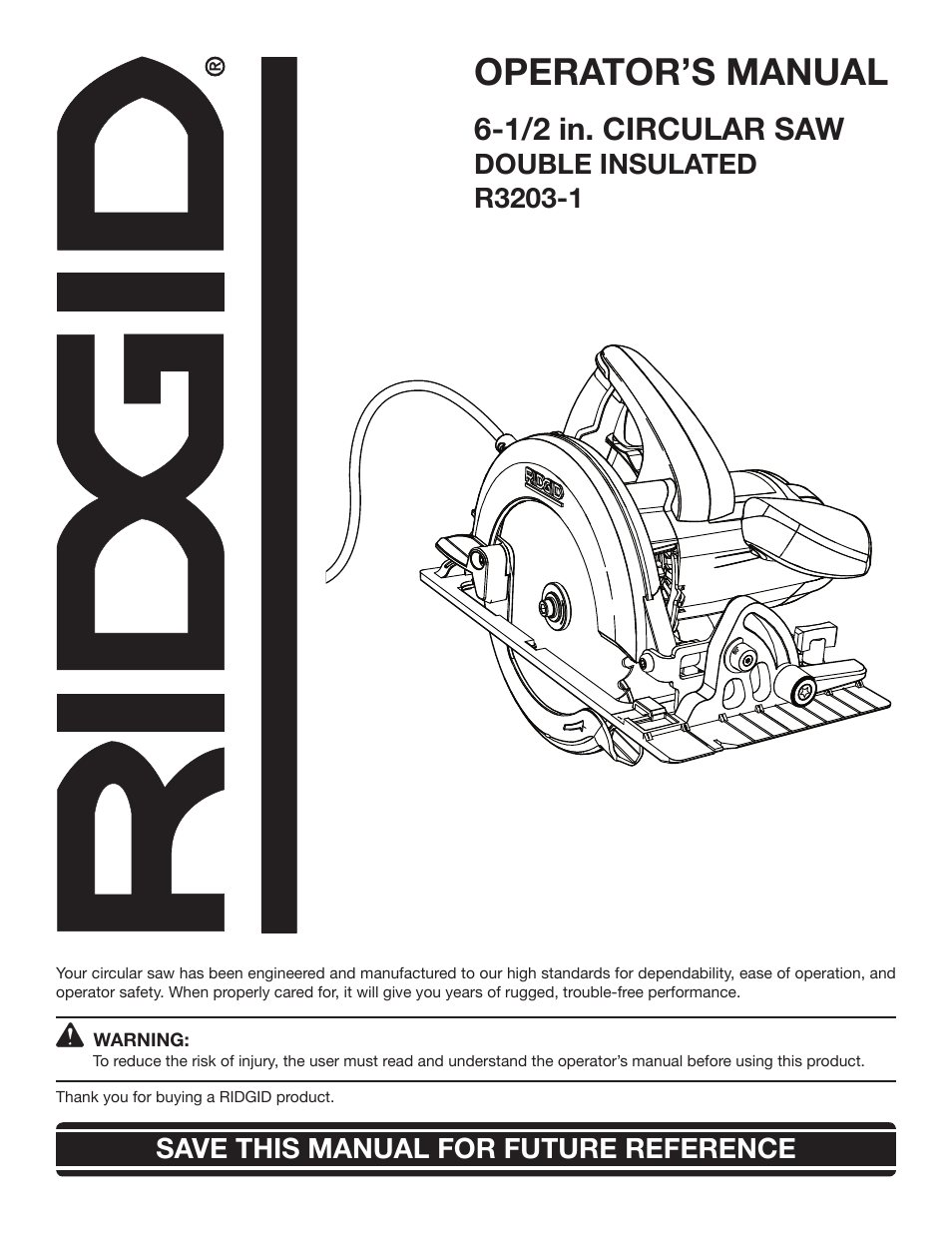 RIDGID R3203-1 User Manual | 24 pages