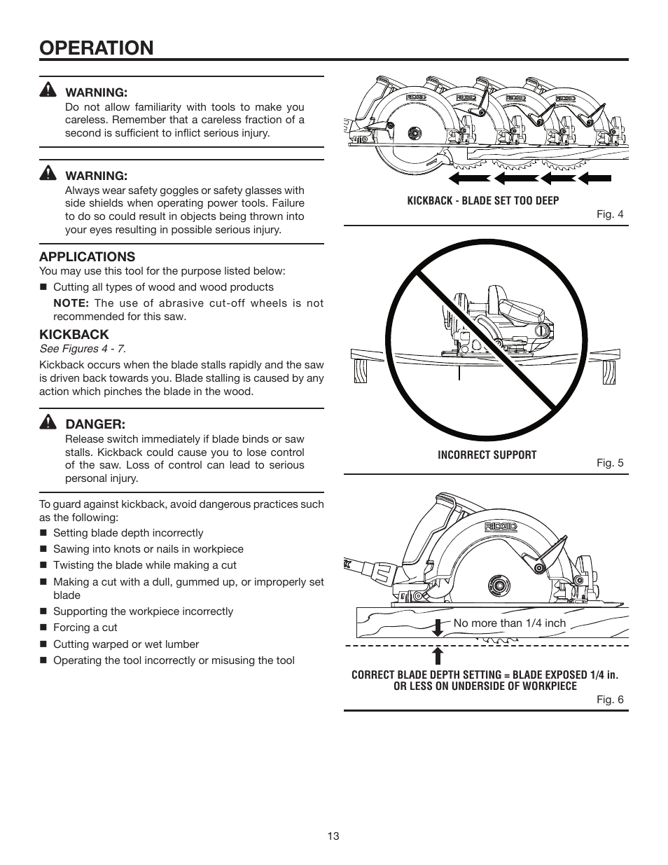 Operation | RIDGID R3203-1 User Manual | Page 13 / 24