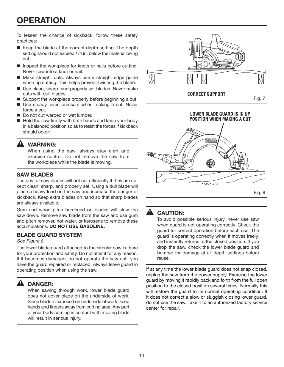 Operation | RIDGID R3203-1 User Manual | Page 14 / 24