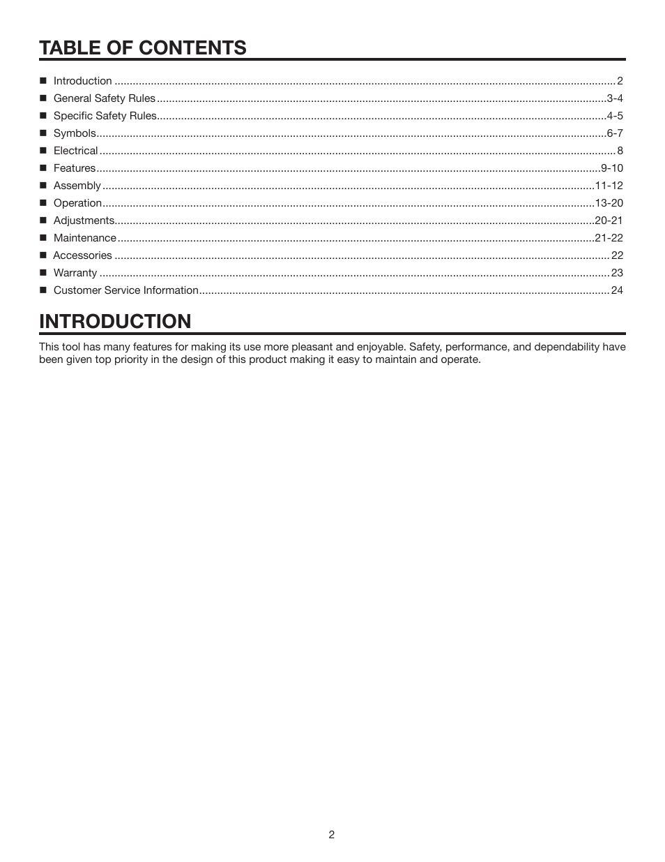 Table of contents introduction | RIDGID R3203-1 User Manual | Page 2 / 24