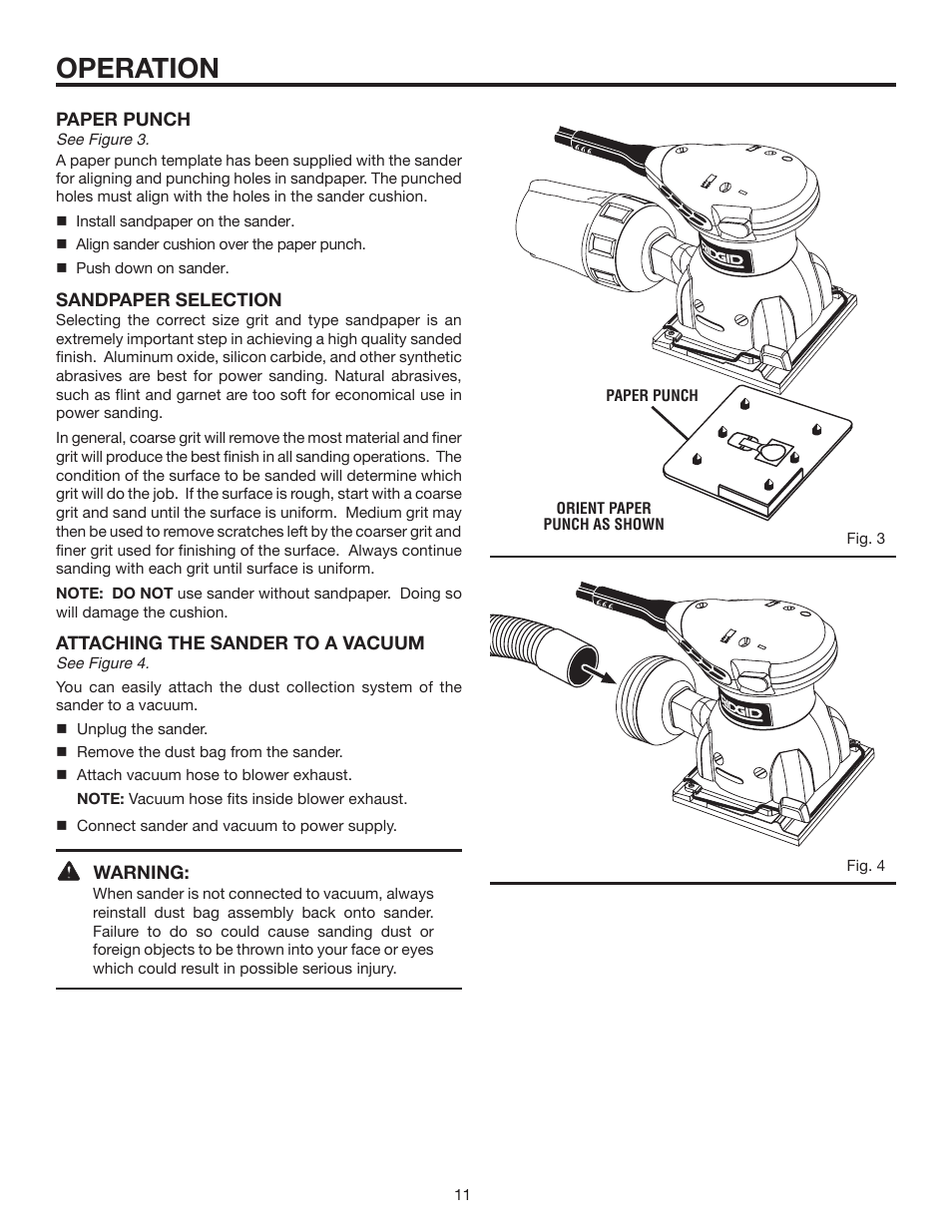 Operation | RIDGID R2500 User Manual | Page 11 / 16
