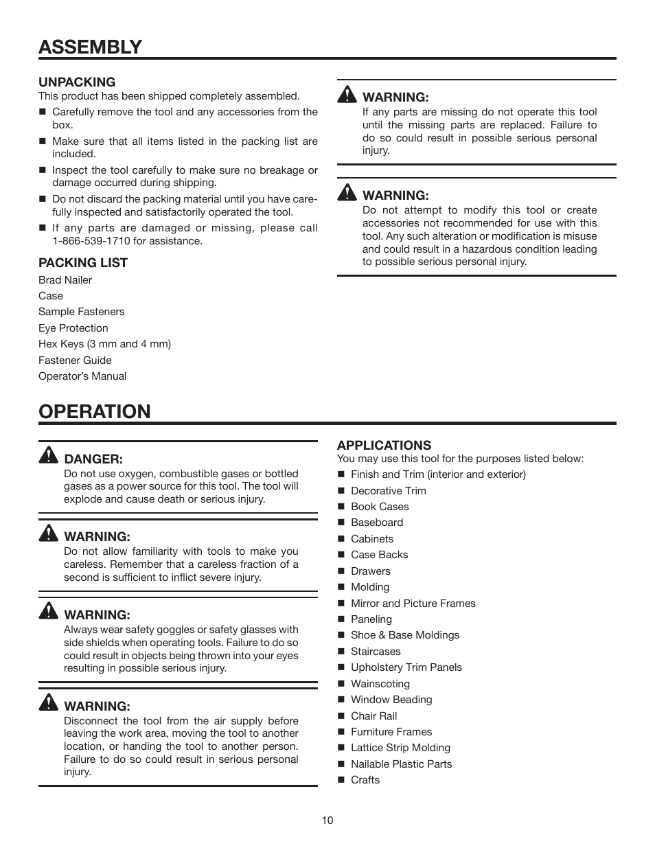 Assembly, Operation | RIDGID R213BNA User Manual | Page 10 / 20