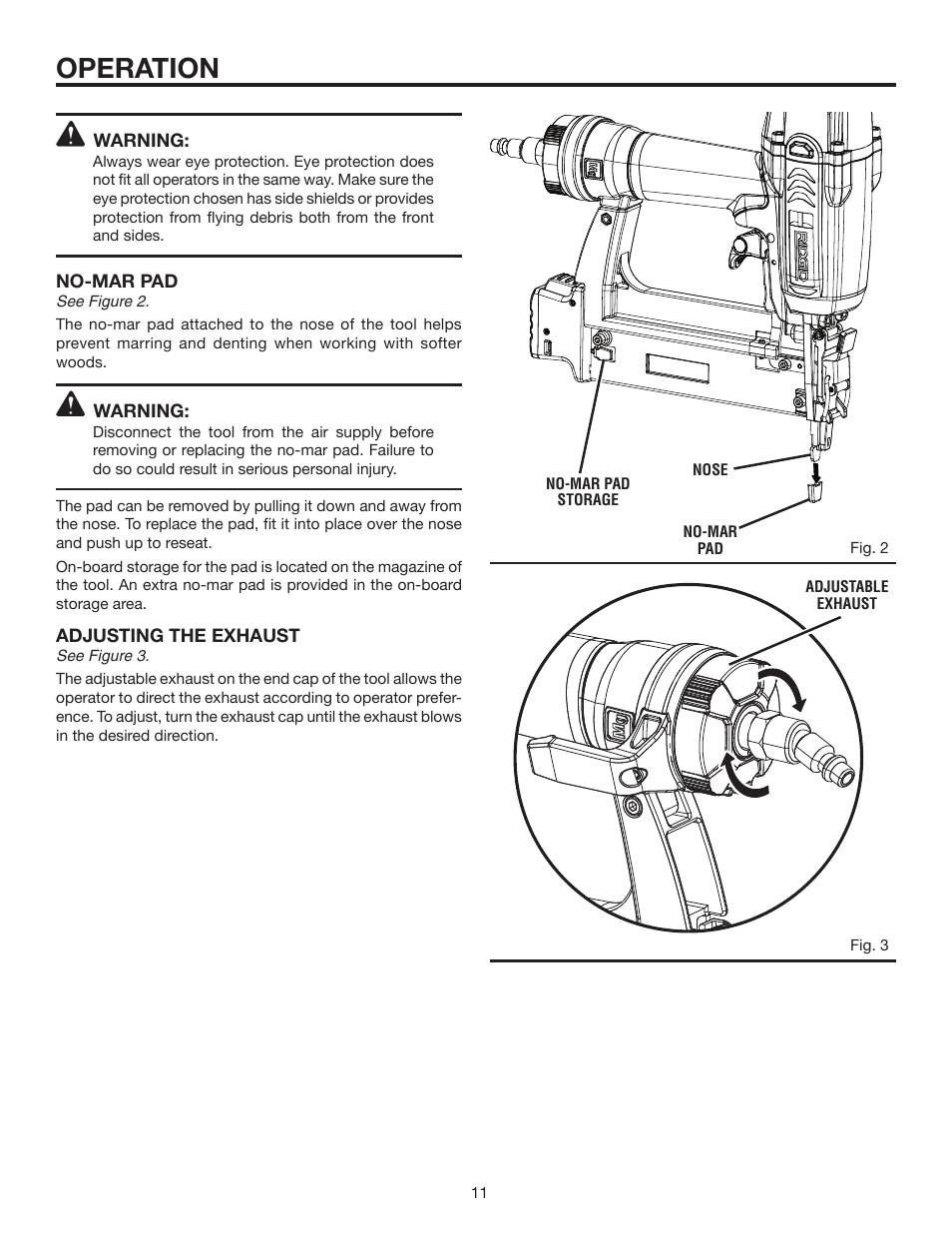 Operation | RIDGID R213BNA User Manual | Page 11 / 20