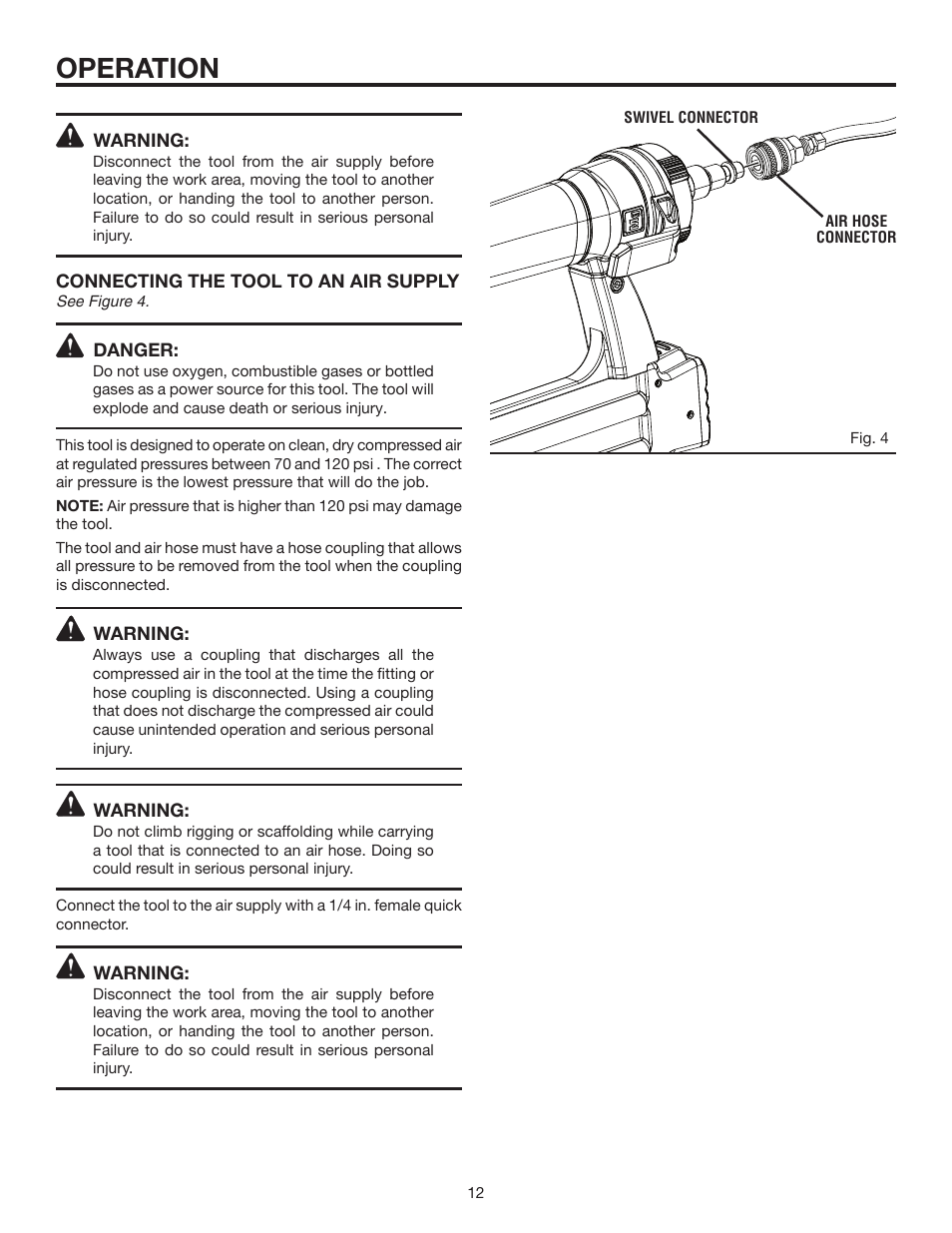 Operation | RIDGID R213BNA User Manual | Page 12 / 20