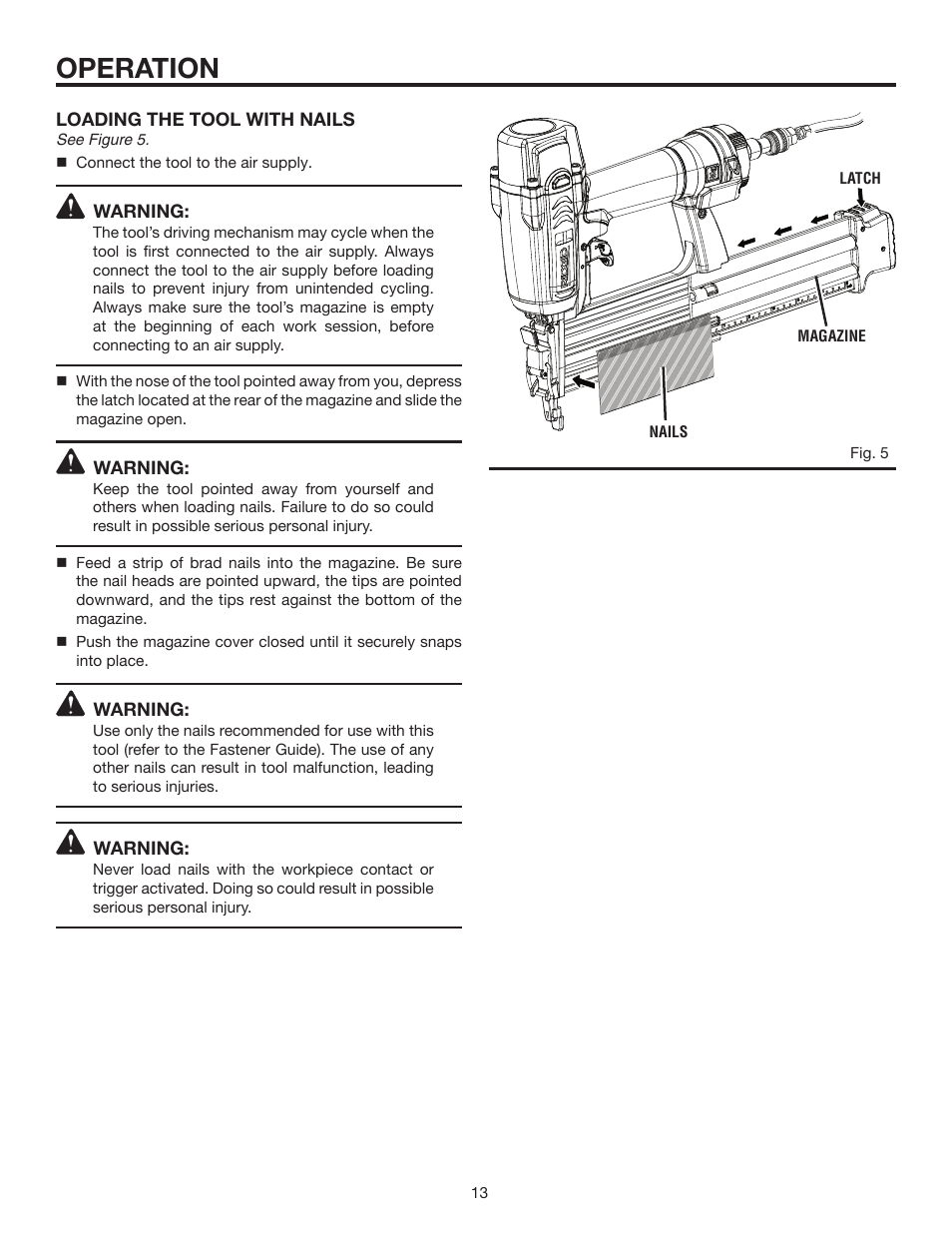 Operation | RIDGID R213BNA User Manual | Page 13 / 20