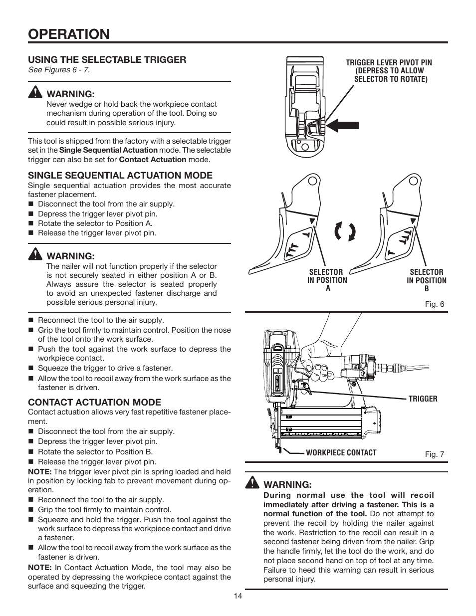 Operation | RIDGID R213BNA User Manual | Page 14 / 20