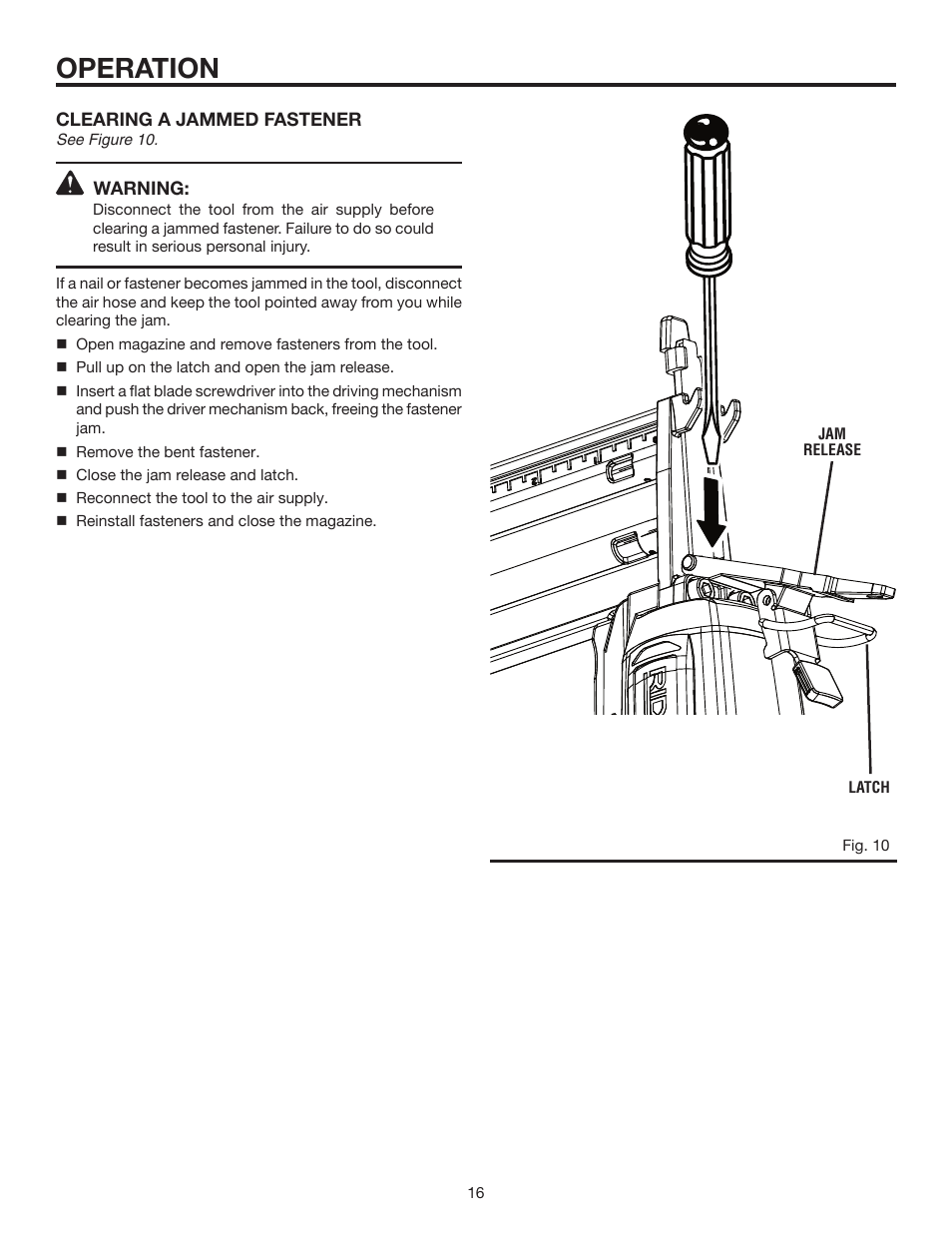 Operation | RIDGID R213BNA User Manual | Page 16 / 20
