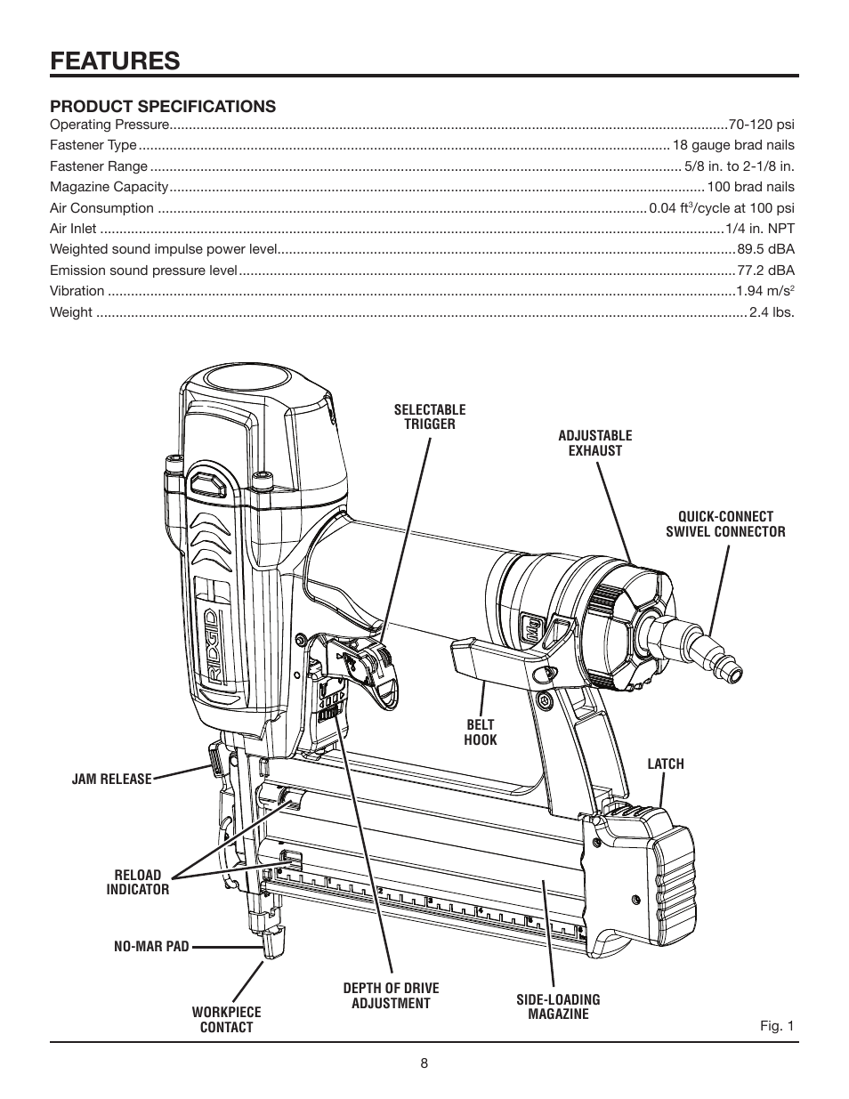 Features | RIDGID R213BNA User Manual | Page 8 / 20