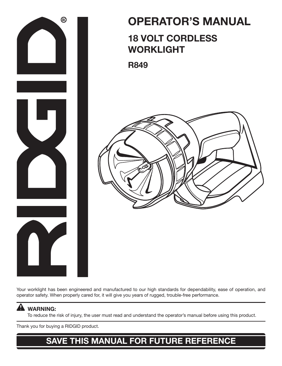 RIDGID R849 User Manual | 16 pages