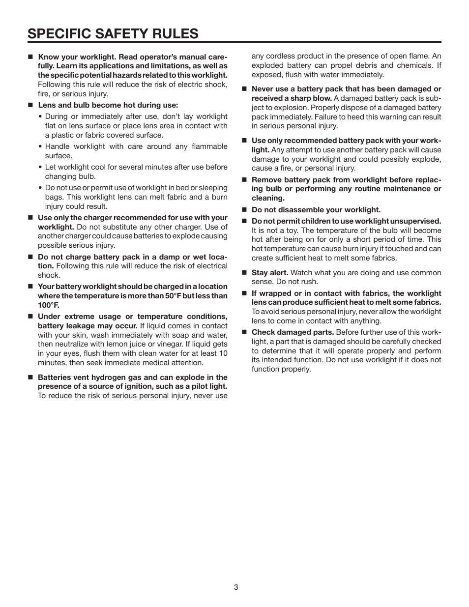 Specific safety rules | RIDGID R849 User Manual | Page 3 / 16