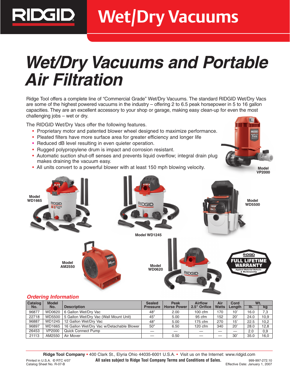 RIDGID AM2550 User Manual | 2 pages