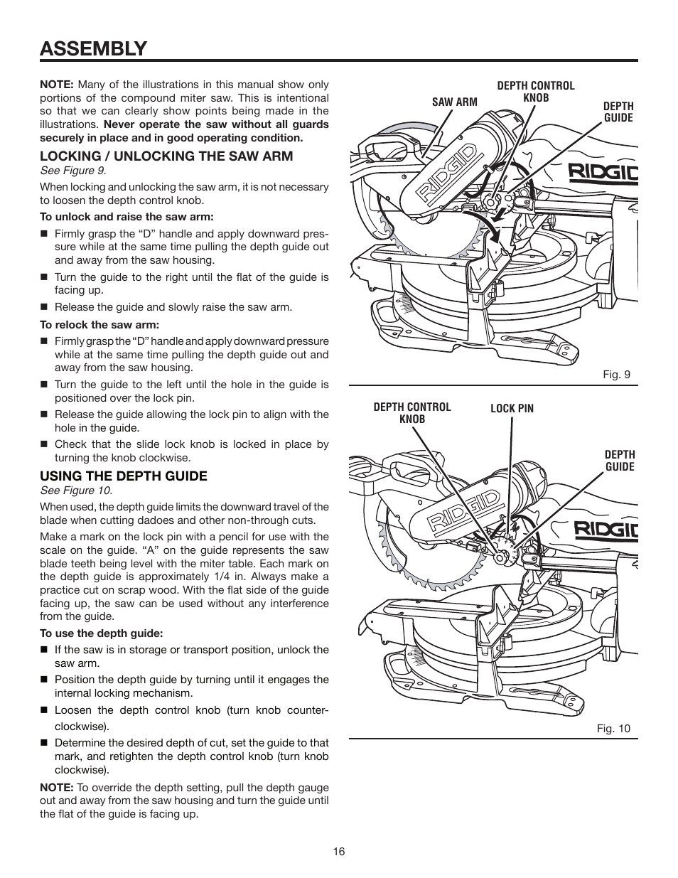 Assembly | RIDGID MS1290LZA User Manual | Page 16 / 40