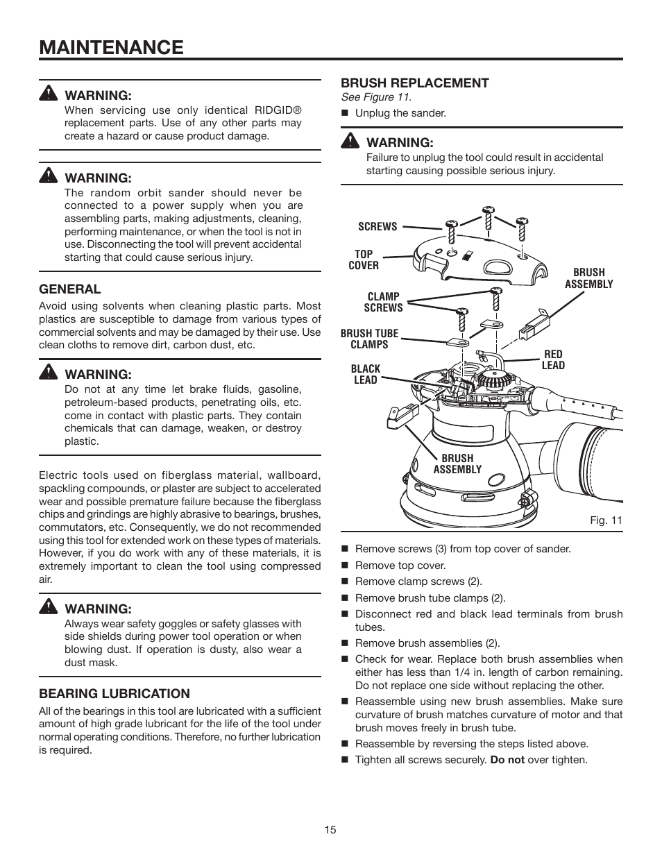 Maintenance | RIDGID R2600 User Manual | Page 15 / 18