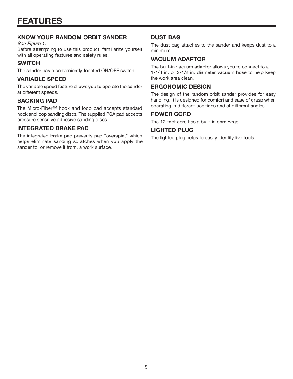 Features | RIDGID R2600 User Manual | Page 9 / 18