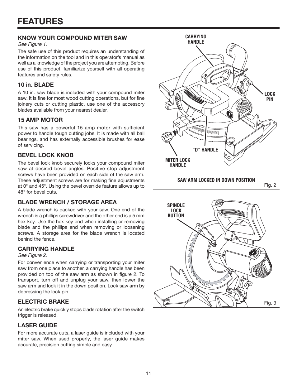 Features | RIDGID MS1065LZA User Manual | Page 11 / 32
